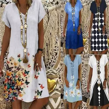 Платье миди с открытыми плечами Свободное ретро литературное платье с v-образным вырезом и удобным принтом L чёрный