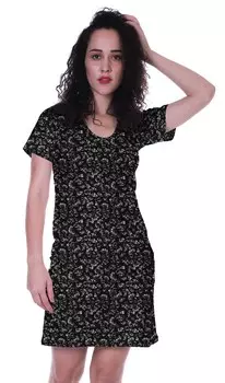 Платье миди с принтом Moomaya для женщин с короткими рукавами выше колен, летнее повседневное платье L чёрный