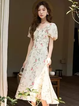 Платье Mishow для женщин, новинка 2024 года, элегантное элегантное женское платье с v-образным вырезом во французском стиле, универсальное элегантное женское платье MXC33L1465 S