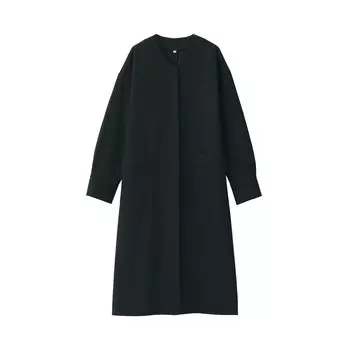 Платье MUJI, эластичное, с начесом, с французскими рукавами, платье BJ00BA3A, черное, размер S, женское, женское чёрный