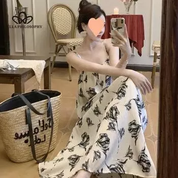 Платье на бретельках с открытыми плечами во французском стиле, женское летнее свободное повседневное платье миди без рукавов в стиле Хепберн S бежевый