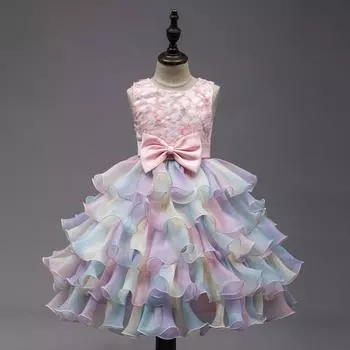 Платье на день рождения для девочек, детское пышное платье, платье для выступлений для девочек 140cm
