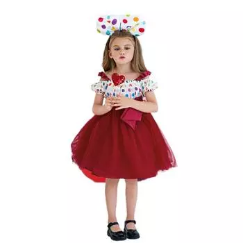 Платье на Хэллоуин, платье для маленьких девочек, кружевное платье с бантом, платье для крещения на 6-й день рождения для девочек, свадебные платья с цветочным узором, одежда для маленьких девочек 100 малиновый