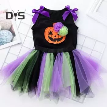 Платье на Хэллоуин с рисунком из мультфильма и бантом, приятное для кожи, можно стирать в стиральной машине, легко носить, создает атмосферу, хлопковый наряд на Хэллоуин, без рукавов L B