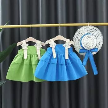 Платье на подтяжках для девочек, темпераментное летнее платье принцессы для малышей 100