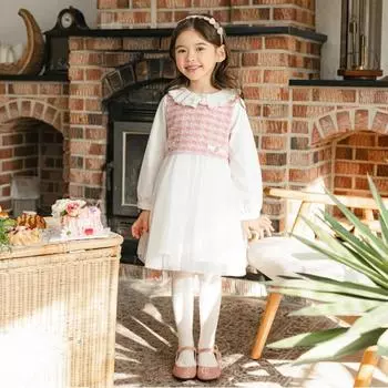 Платье Olivan Coco из твида и жаккарда, розовое Pink/140