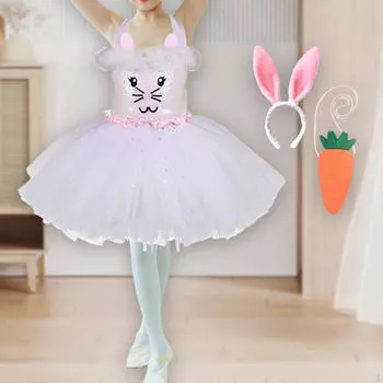 Платье-пачка с пасхальным кроликом для девочек, обруч для волос с ушками, комбинезон, наряд для карнавалов 120cm