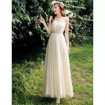 Платье подружки невесты Sisters Group короткое фея элегантное осенне-зимнее Champagne (shoulders)(093) XL (55.00 kg-69.00 kg