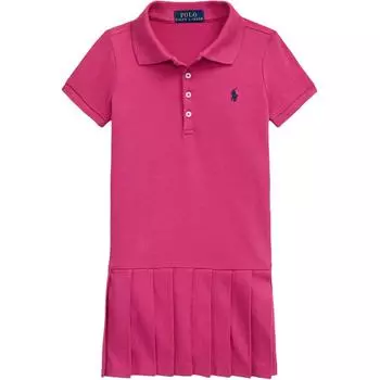 Платье поло Polo Ralph Lauren Ss25 с вышивкой пони, воротником поло и короткими рукавами, детское, маджента 313925712-003 XL