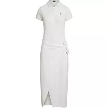 Платье-поло Ralph Lauren однотонное с запахом на талии, с коротким рукавом, женское, белое WMPODRSNFA20911-100 M