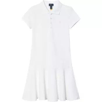 Платье Polo Ralph Lauren Ss24, однотонное, с вышивкой в виде маленького пони, повседневное, с коротким рукавом, детские платья, белое 312624740-003 L