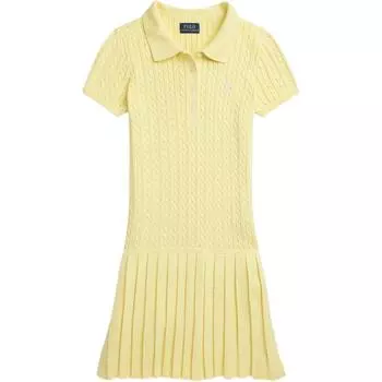Платье Polo Ralph Lauren Ss24, однотонное, с вышитым логотипом, с коротким рукавом, детские платья, желтое, 313935037-002 S