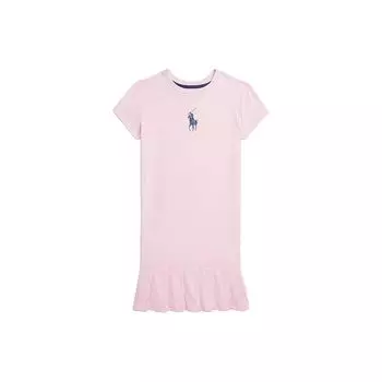 Платье Polo Ralph Lauren Ss24 с принтом логотипа, круглым вырезом, коротким рукавом, светло-розовые детские платья CWPODRSG3D20779-650 XL