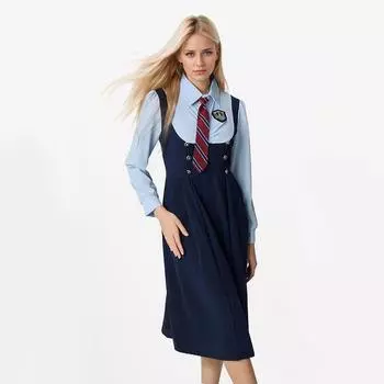 Платье-поло в стиле преппи с длинными рукавами и имитацией двух элементов M