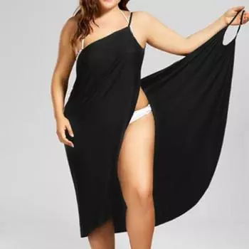 Платье-прикрытие, сплошное цветное сексуальное пляжное платье без рукавов с разрезом для плавания 4XL фиолетовый