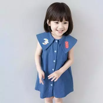 Платье принцессы без рукавов для девочек с отложным воротником 13