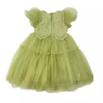 Платье принцессы для девочек 1-6 лет, детское сетчатое пышное платье с юбкой, дизайн с крыльями бабочки сзади, платье ангела 130