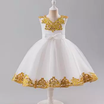 Платье принцессы для девочек для выступления 110 белый