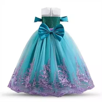 Платье принцессы для девочек, костюм русалочки, платье Ариэль, платье на день рождения, карнавал, бальное платье на Хэллоуин, платья для детей 4-10 лет 4T