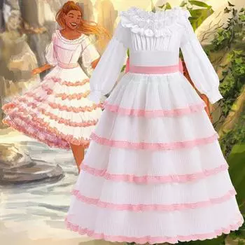 Платье принцессы для девочек, платье русалки для косплея, лоскутное платье для торта с рукавами семь четвертей 100cm