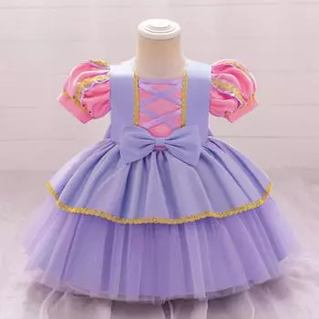 Платье принцессы для девочки фиолетового цвета на день рождения 1 год, платья для свадьбы, детской одежды, карнавального костюма на Хэллоуин 70 фиолетовый
