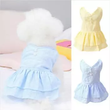 Платье принцессы для домашних животных без рукавов с v-образным вырезом из искусственного жемчуга с рюшами и многослойным подолом, милая весенне-летняя одежда для маленьких собак, щенков, товары для домашних животных XS синий