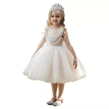 Платье принцессы для маленьких девочек, платье на крестины для малышей, детский костюм для рождественской вечеринки, платья для крещения первого года рождения, одежда 110 белый