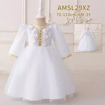 Платье принцессы для малышей в европейском и американском стиле, мусульманское, пышное, для фестивалей и банкетов 100cm