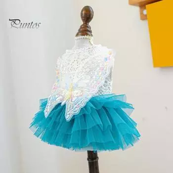 Платье принцессы для собак, кружевная юбка-камисоль с бабочкой для питомца, платье-пачка для щенка, милый костюм для дня рождения, свадьбы, вечеринки S розовый