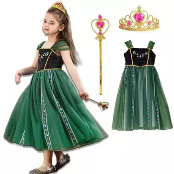 Платье принцессы Frozen для косплея в стиле Эльзы, детский костюм Анны на Хэллоуин, костюм принцессы Disney в стиле Эльзы для детей на Хэллоуин