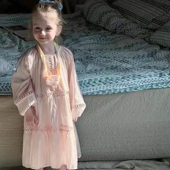 Платье принцессы из кружева для девочек весна-лето 2025: Милая длинная юбка для маленьких девочек 120 cm розовый