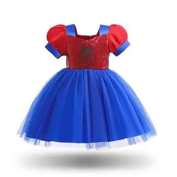 Платье принцессы из сетки с черным пауком на Хэллоуин для девочек 80cm синий