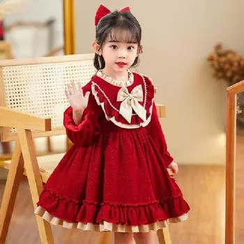 Платье принцессы осень 2023: Стильный, модный наряд для годовалых девочек 110 cm красный