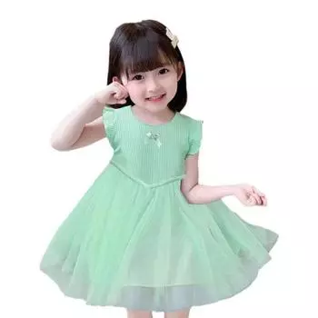 Платье принцессы с бантом, однотонная милая детская одежда без рукавов для девочек 100