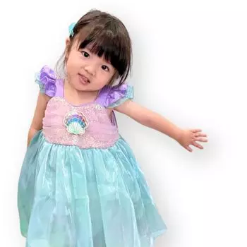 Платье принцессы с оборками из русалки для девочек, милое платье Disney, костюм принцессы на Хэллоуин, подарок на день рождения, день рождения внука, русалочка Ариэль [coto