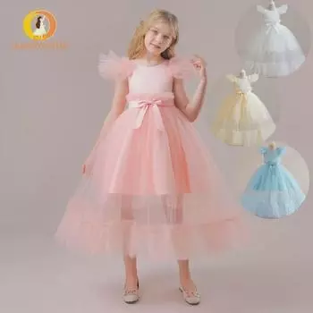 Платье принцессы с пышной сетчатой юбкой для девочек от 3 до 15 лет — идеально для Дня защиты детей или выступлений 140cm