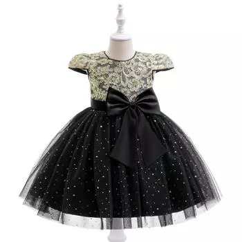 Платье принцессы с пышным бантом для девочек - Платье для выступлений и платья для девочек-цветочниц для детей маленького/среднего возраста 140cm/7Y