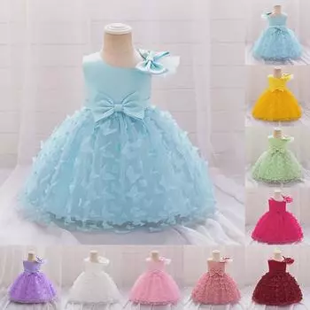 Платье принцессы с пышным сетчатым бантом на день рождения для девочек 2024 года 2-3 Years