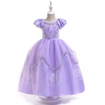 Платье принцессы Софии для девочек, мультяшный костюм, косплей, вечеринка, маскарадный костюм, идеальный подарок 100cm