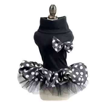 Платье принцессы в белый/черный горошек, одежда для домашних животных, бант для собак, одежда для маленьких костюмов, юбка, милый летний воротник для девочек-йорков Perro XS серый