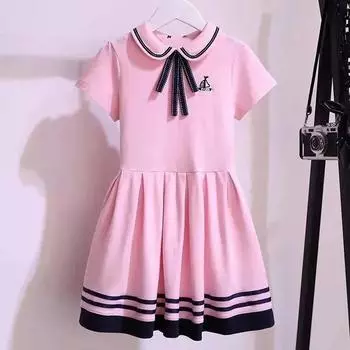 Платье принцессы в японском стиле с короткими рукавами и воротником-стойкой для девочек 12-15 лет 170cm темно-синий