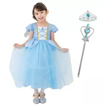 Платье принцессы Золушки для детей, комплект одежды Рапунцель, костюм принцессы для детей, костюм для косплея на Хэллоуин, костюм для девочек, рождественская тиара на палочке