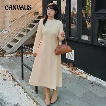 Платье прямого кроя с полуводолазкой для женщин больших размеров XL чёрный