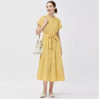 Платье-рубашка с короткими рукавами и воротником-стойкой GU by Uniqlo +E
