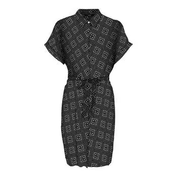 Платье-рубашка с поясом и геометрическим узором Женский VERO MODA XS чёрный