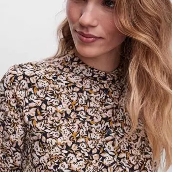 Платье-рубашка с принтом на завязке и воротником-стойкой Женщина VERO MODA