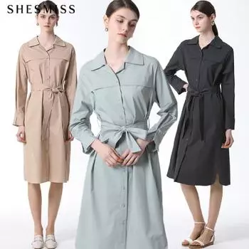 Платье-рубашка She S Miss Tiamo с поясом. Цена 338 000 вон. Mint (MI)/55