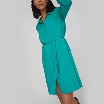 Платье-рубашка средней длины с поясом по центру Женщина VILA 40 зелёный