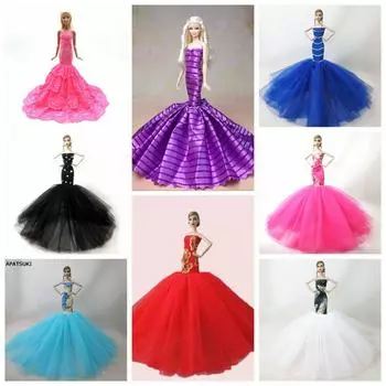 Платье-русалка для куклы Барби, одежда, торжественное свадебное платье с рыбьим хвостом, вечернее платье для куклы Барби, одежда, платья ручной работы, игрушка фиолетовый