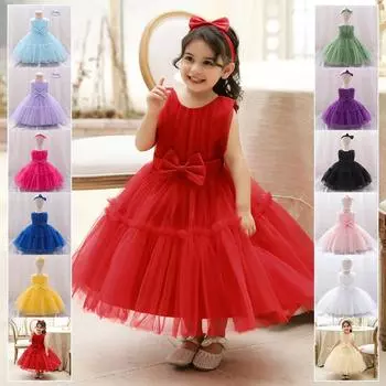 Платье с бантом для малышей для девочек, новорожденных 1 года, платье с цветочным узором на день рождения, платье принцессы для свадебной вечеринки, детская рождественская одежда 70cm белый